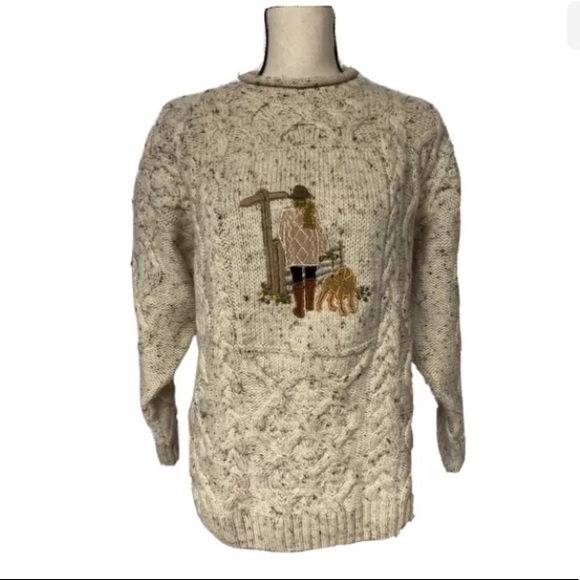 Acorn Sweaters - Acorn Women’s S Wool Sweater Woman With Dog Country Theme